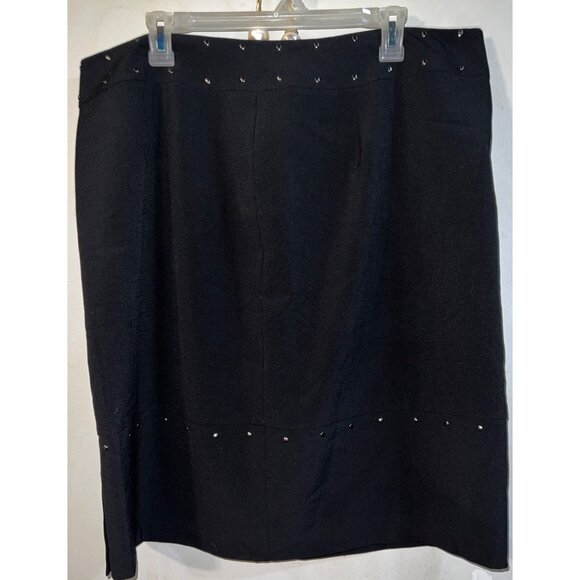New! Covington Black Knee-Length Studded Skirt Size 18 - Picture 1 of 4